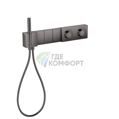 Термостат для душа AX Edge с алмазной огранкой и 3 выходами, полированный черный (46711330) - фото 1