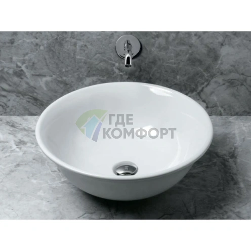 Накладная круглая раковина AZZURRA JUBILAEUM 45x18 см без отверстий, белая - фото 1