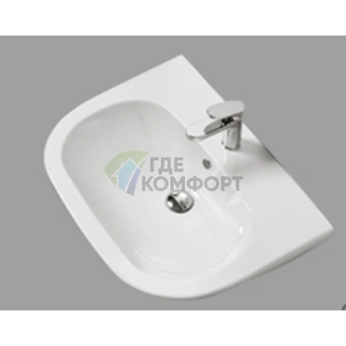 Подвесная раковина AZZURRA Pratica 64.5×48 см, белая, с отверстием под смеситель - фото 1