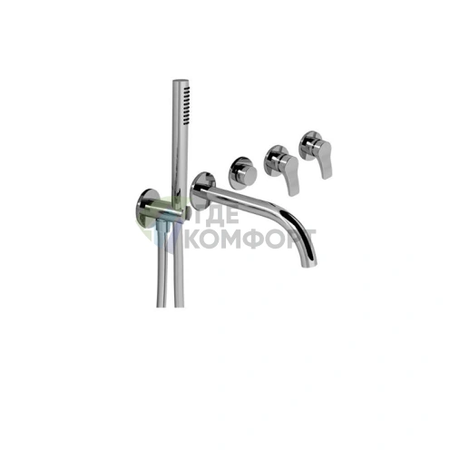 Встраиваемый смеситель для ванны Fantini AL/23 с двумя источниками и высоким изливом (190 мм), хром (26 02 B719B) - фото 1