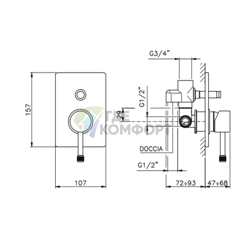 Встраиваемая часть смесителя для душа Nicolazz Vincent с переключением режимов (С3796) - фото 2