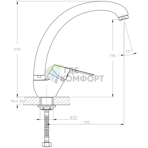 Смеситель Rush Yell YE5735-22 с выдвижным изливом для кухни - фото 2