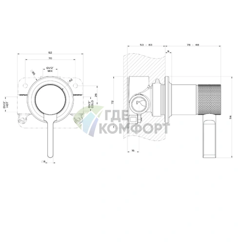 Встраиваемый смеситель GESSI INCISO для раковины, 1/2, Finox Brushed Nickel (58109#149) - фото 2