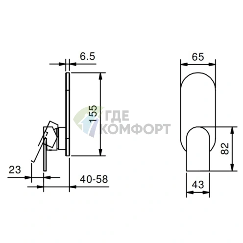 Смеситель для душа Fantini Mare встраиваемый хром (51 02 V063B) - фото 2
