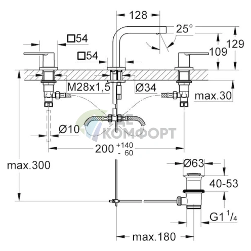 Смеситель для раковины Grohe Quadra 20306000 с однорычажным управлением - фото 6