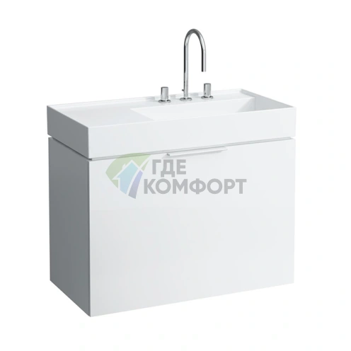 Тумба под раковину Laufen Kartell с выдвижным ящиком и полкой, 895×455×615 мм, белый глянец (4.0760.1.033.631.1) - фото 1