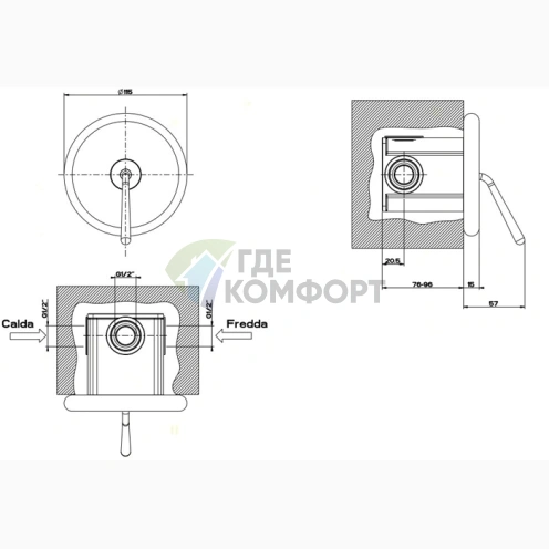Gessi Goccia Встраиваемый Однорычажный Смеситель (Хром) (33744#031) - фото 2