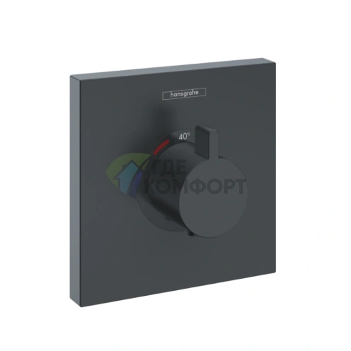 Термостатический смеситель Hansgrohe ShowerSelect для душа, встраиваемая панель, черный матовый (15760670) - фото 1
