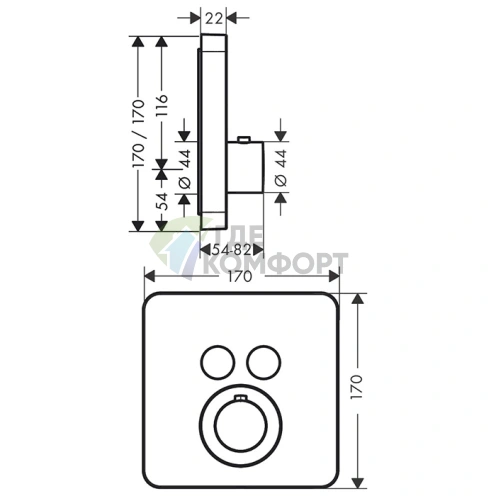 Встраиваемый термостат для душа AX ShowerSelect на 2 выхода, шлифованный никель (36707820) - фото 2