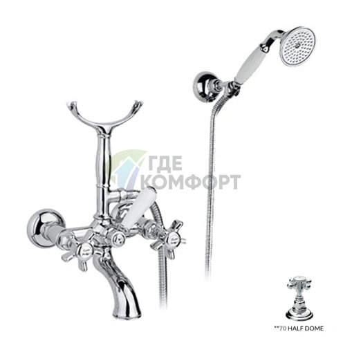 Смеситель для ванны с душем Nicolazzi Half Duplex настенный, хром (1402CR70) - фото 1