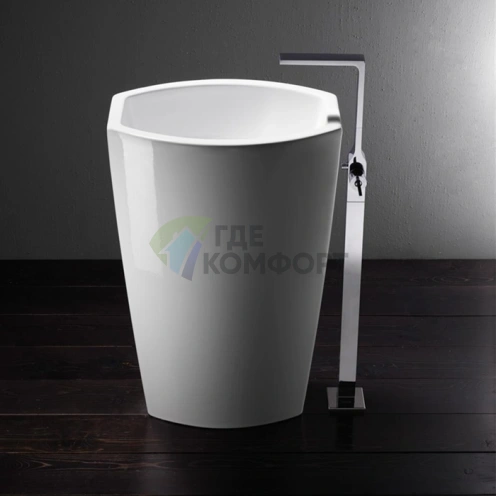 Отдельностоящая раковина GSI Norm 56x40x85 см без перелива, белая, со сливом в пол - фото 1