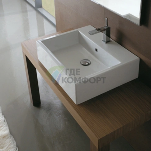 Накладная раковина GLOBO Classic 60x50 белая с отверстием под смеситель (SCQ61.BI*1) - фото 1