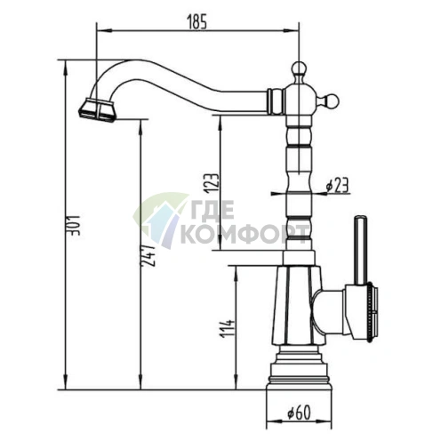 Стильный кухонный смеситель Zorg Antic A 306K-BR с поворотным изливом фото 2