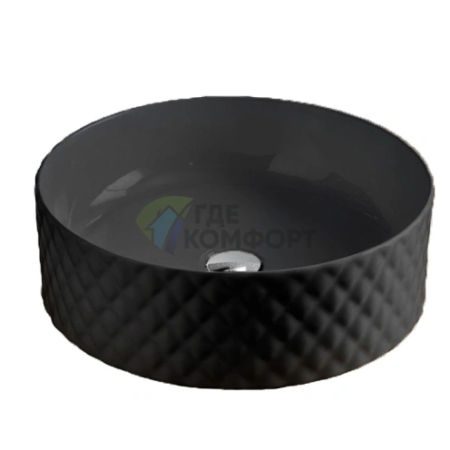 Раковина Artceram Rombo 44 см накладная без отверстия матовый черный (OSL009 17 00) - фото 1