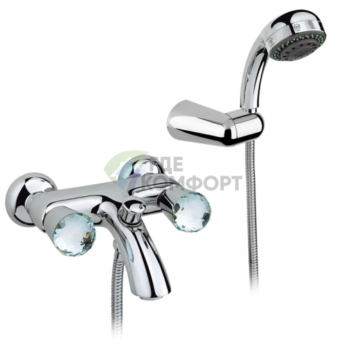 Смеситель для ванны с душем Nicolazzi Cristallo: две ручки, хромированный (2002CR22) - фото 1