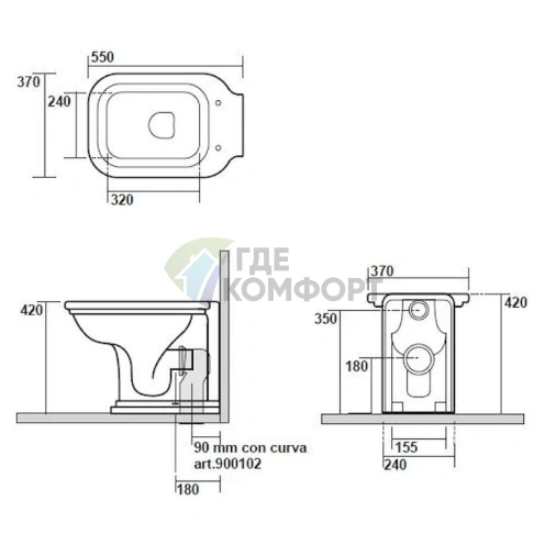 Унитаз приставной Kerasan Waldorf 55 см - фото 5