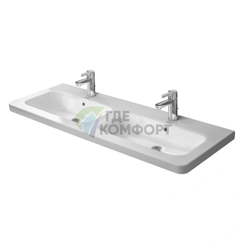 Двойная раковина Duravit DuraStyle 1300 мм с переливом для встраивания в мебель (2338130000) - фото 1