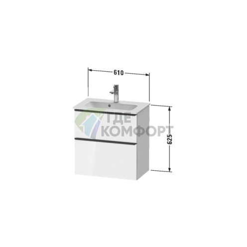 Подвесная тумбочка Duravit D-Neo Compact, белая высокоглянцевая, 610x372x625 мм (DE436802222) - фото 2