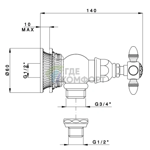 Запорный клапан для стиральных машин Nicolazzi Impero хром (1247CR36) - фото 2