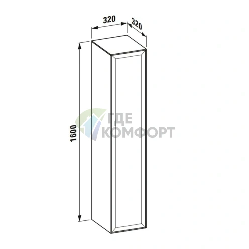 Подвесная колонна Laufen New Classic 330х330х1600 мм, белая глянцевая (4.0606.2.085.631.1) - фото 2