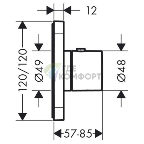 Встраиваемый термостат для душа AX Citterio E 12x12 хром (36702000) - фото 2