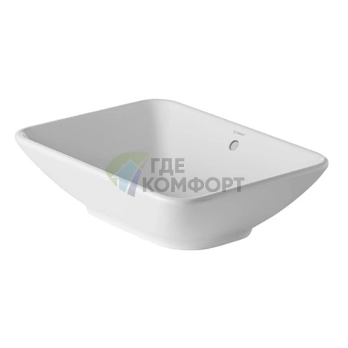 Накладная раковина Duravit Bacino 550x420 белая с переливом и креплениями (334520000) - фото 1