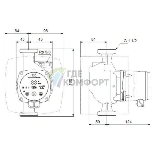Циркуляционный насос Grundfos ALPHA3 25-60 A - фото 3
