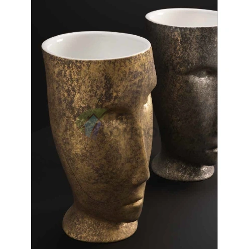 Раковина Kerasan Artwork свободностоящая MOLOCO с отверстием для слива в пол цвет белый-античная платина - фото 1