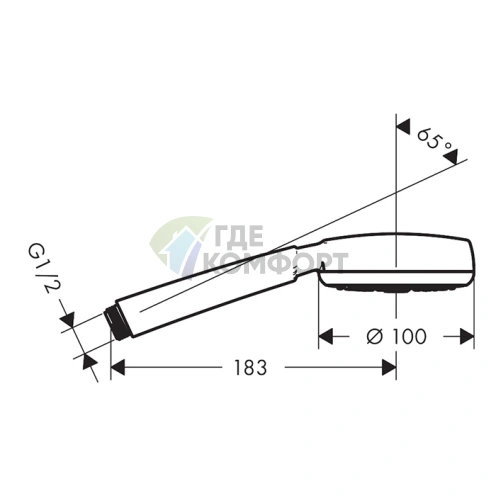 Ручной душ HG Crometta 100 1jet Rain бело-хромовый (26828400) - фото 2