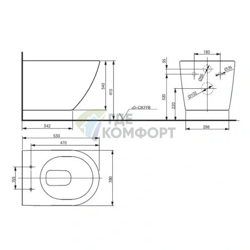 Подвесной унитаз TOTO NC CW762Y без крышки-сиденья - фото 5