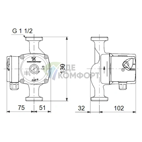 Циркуляционный насос Grundfos UPS 25-60 130 - фото 3