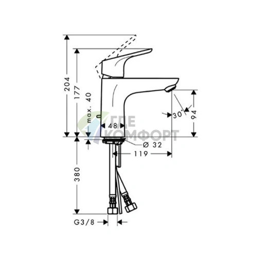 Смеситель для раковины Hansgrohe Focus с донным клапаном, хром (31607000) - фото 2