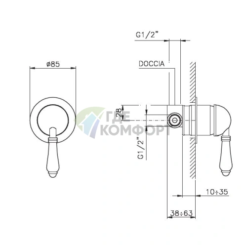 Встраиваемый смеситель для душа Nicolazzi Forest с деревянными ручками, хром (3406MCR77) - фото 2