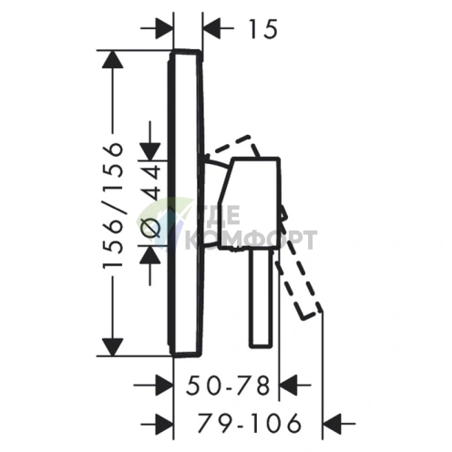 Встраиваемый однорычажный смеситель Hansgrohe Finoris в матовом черном цвете (76615670) - фото 2