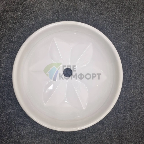 Накладная круглая раковина AZZURRA FLEUR 45x16 см без отверстия, белая - фото 4