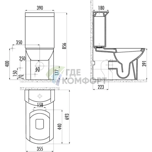 Стильный компакт-унитаз Creavit Wing WN311 для вашего санузла - фото 5