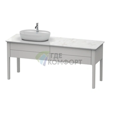 Напольная тумба Duravit Luv с 2 ящиками и левой раковиной, 743x1788x570 мм, цвет скандинавский белый шелковисто-матовый (LU9563L3939) - фото 1