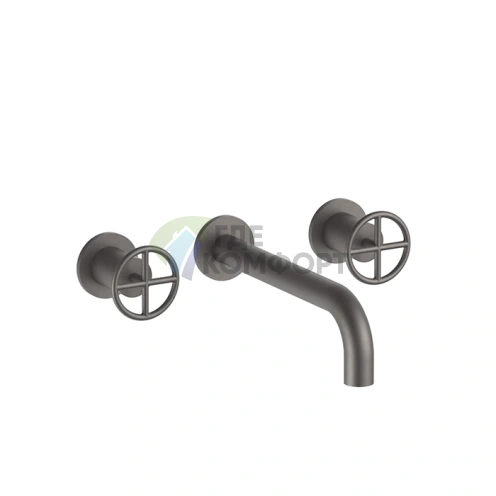 Смеситель для раковины Fantini Fontane Bianche встраиваемый трёхдырковый, излив 200 мм, матовый графит (47 P5 P013B) - фото 1