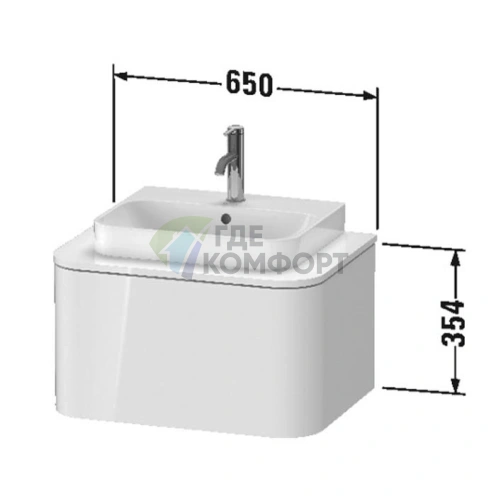 Столешница Duravit Happy D.2 Plus 16x650x480 мм белая глянцевая для тумб HP4940/HP4960 (HP031B02222) - фото 2