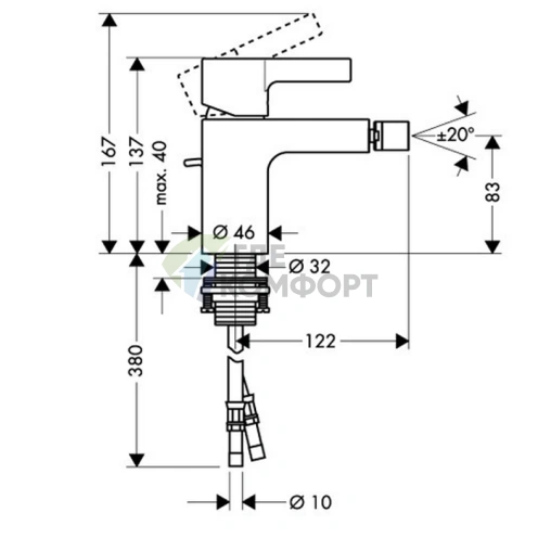 Смеситель для биде Hansgrohe Metris S настенный, хром (31261000) - фото 2