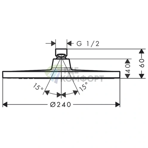 Верхний душ HG Crometta E 240 мм, тип Rain, хром (26723000) - фото 2