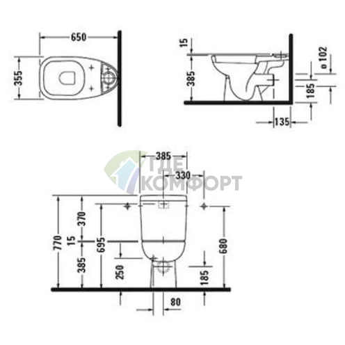 Унитаз-компакт Duravit D-Code 21110900002 (21110900002) - фото 2