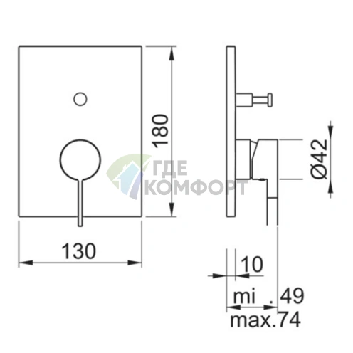 Смеситель Almar THIN CORE внешний на 2 потребителя, хром (E186542.CR) - фото 2