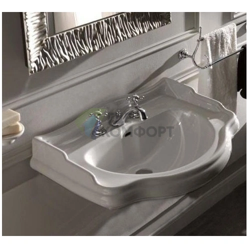 Раковина KERASAN Retro 69 белого цвета 69x52 см с тремя отверстиями (104601*3) - фото 2