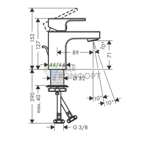 Смеситель для раковины Hansgrohe Vernis Shape 70, матовый черный (71560670) - фото 2