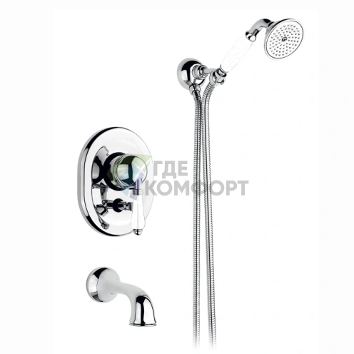 Смеситель для ванны Nicolazzi P.m. Blanc A: однорычажный встраиваемый с изливом и ручным душем, хром (3400CR76A) - фото 1