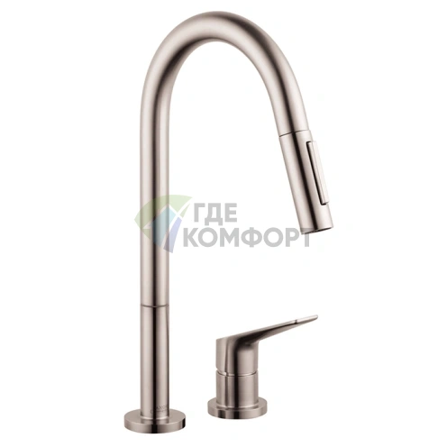 Кухонный смеситель AX Citterio M с выдвижным душем (нержавеющая сталь) (34822800) - фото 1