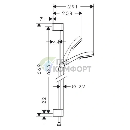 Комплект для ванной Hansgrohe: термостат Ecostat Universal для ванны с душем и смеситель Talis Select E для раковины - фото 8