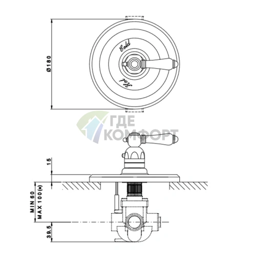 Термостатический смеситель Nicolazzi 3/4 без запорного вентиля, белая ручка Petit M. Blanc, бронза (4914BZ78) фото 2