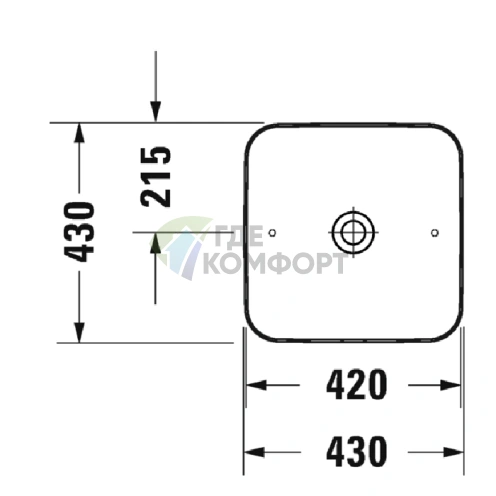 Накладная раковина Duravit Cape Cod квадратная 43 см без отверстия белая (2340430000) - фото 2